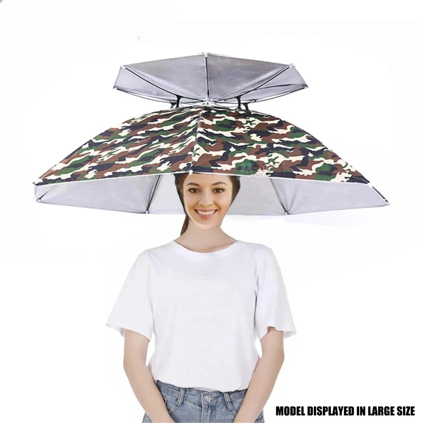 Rain Umbrella Hat Foldable Sun Shade Waterproof Double-Layer UV Protection Sunscreen