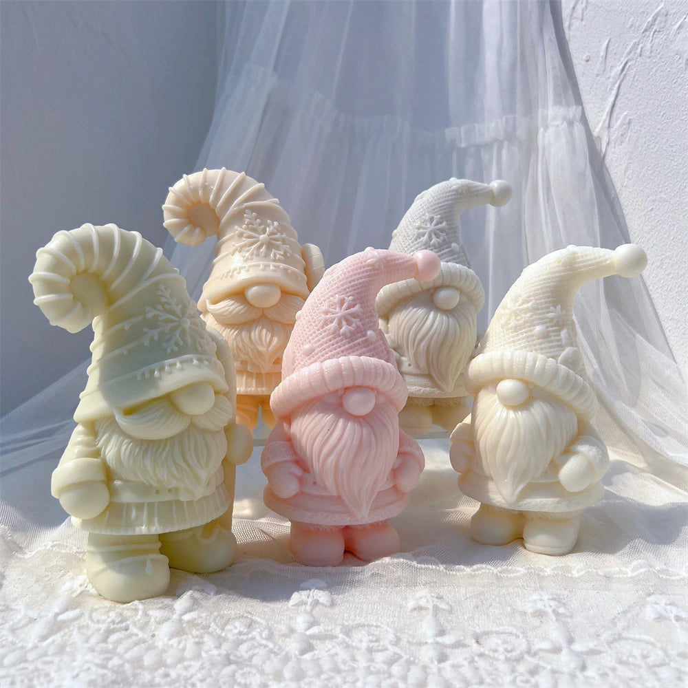 Two Designs Christmas Gnome Candle Silicone Mold