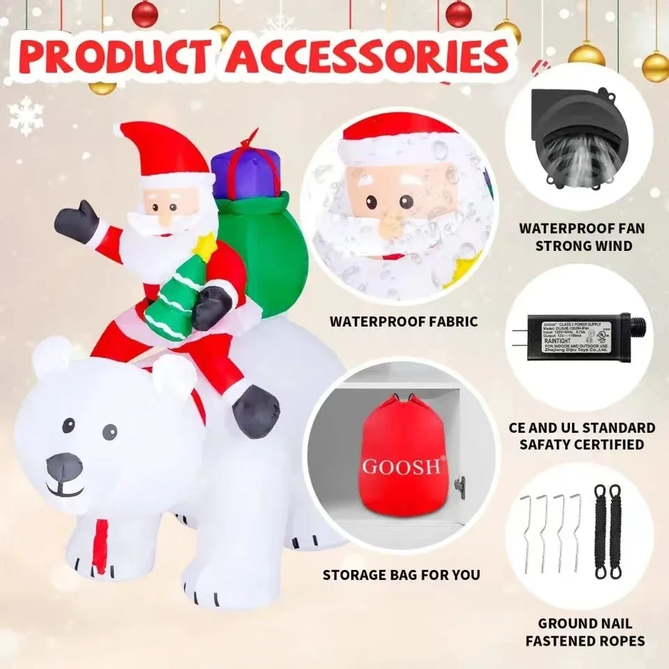 Christmas Inflatable Decoration Toy Built-in LED Lights Inflatable Model Indoor Outdoor Ornament