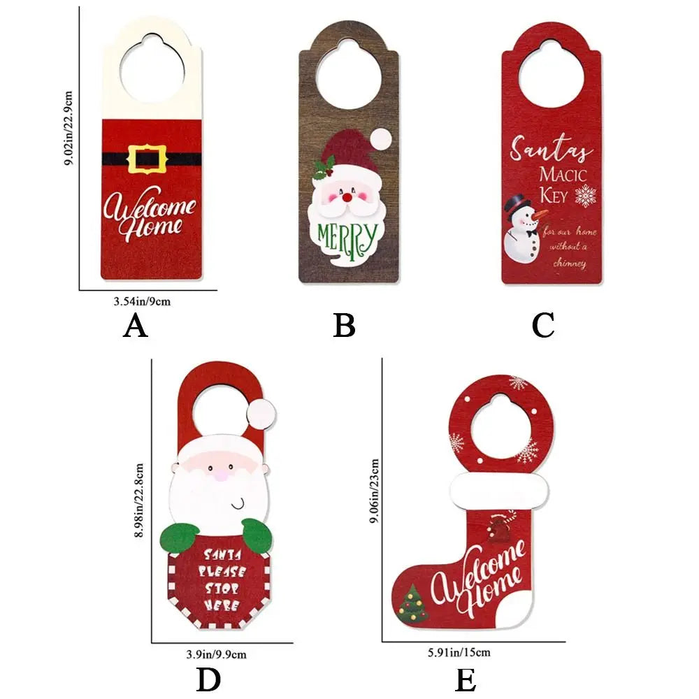 Door Handle Hanging Wooden Christmas Doorknob Hanger