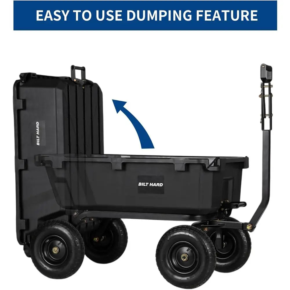 1200 lbs Poly Garden Dump Cart, 7 Cu t acity Heavy Duty Garden Carts, Quick Release, 2-in-1 Convertible Handle