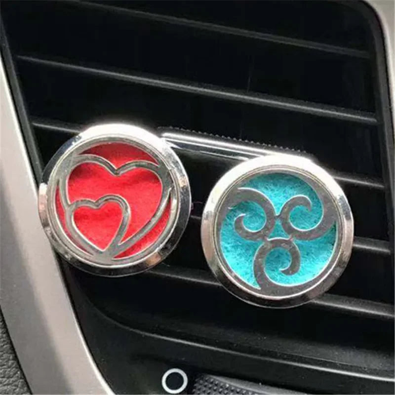 Essential Oil Diffuser Stainless Steel Magnetic Car Air Freshener Vent Clip + 1pcs Pad