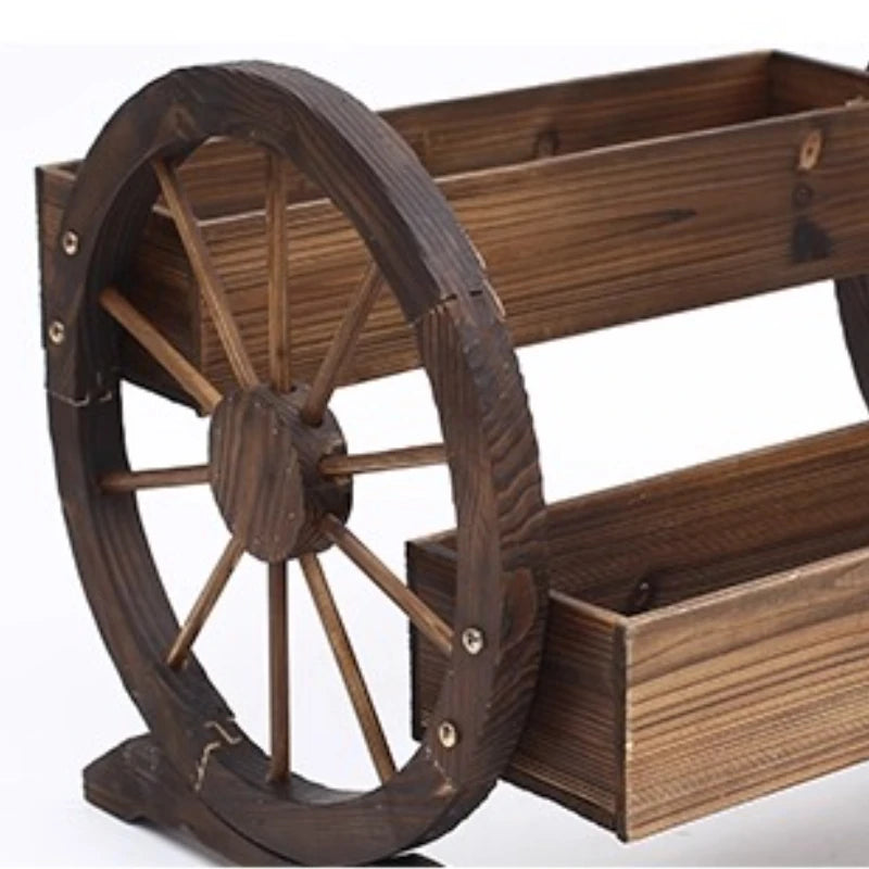 ‌Solid Wood Rolling Plant Cart - Outdoor Patio Stand