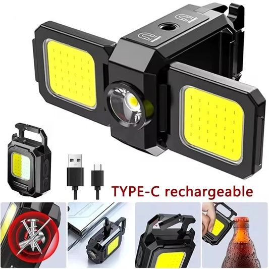 USB Rechargeable Lamp with 90° Foldable Side Lights Super Bright Portable Lanterns
