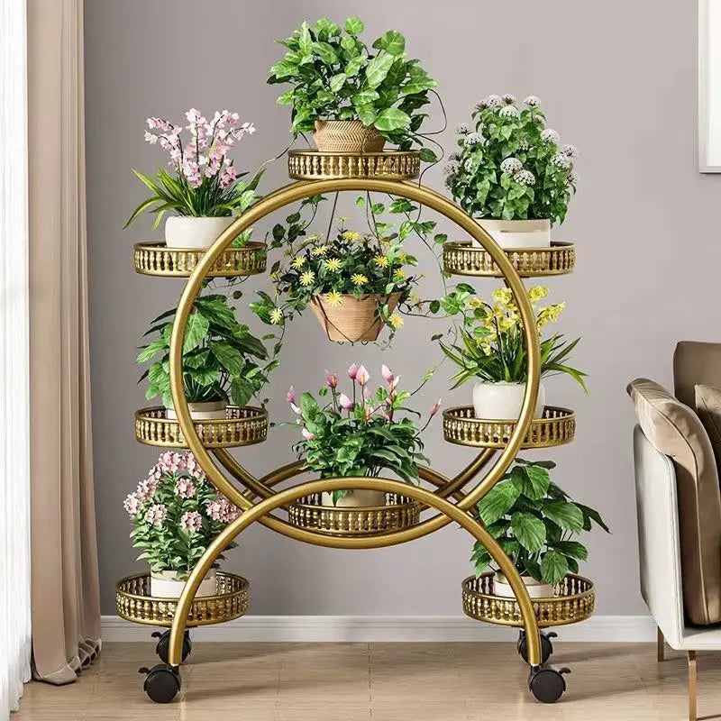 Metal Mobile Plant Rack with Locking Wheels