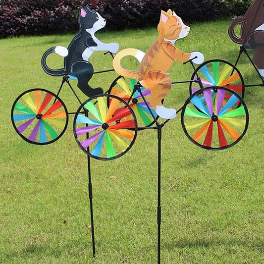 Cat on Bike Wind Garden Bird Repellent