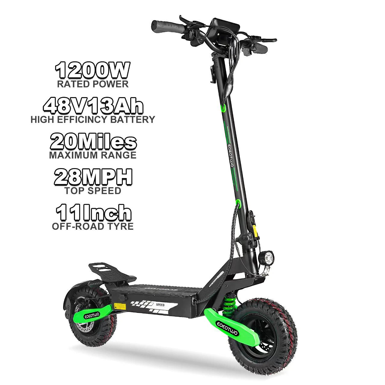 1200W Off Road Electric Scooter for Adults 48V Long Range E-Scooter 30MP 11" Tires