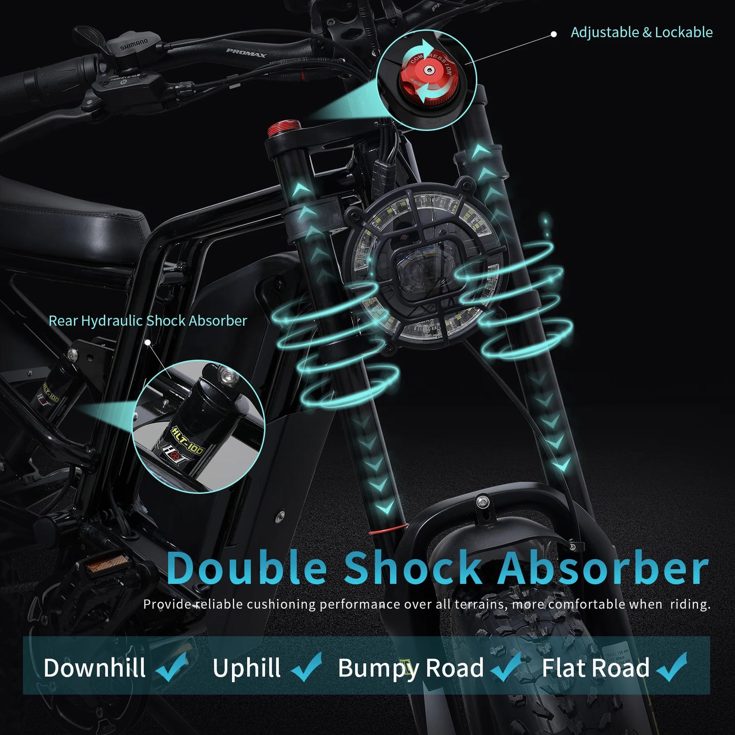 Electric Mountain Bike 750W 48V 17.5Ah 45Mile Class 3 E-Bike, 20" Fat Tire All-Terrain Bike
