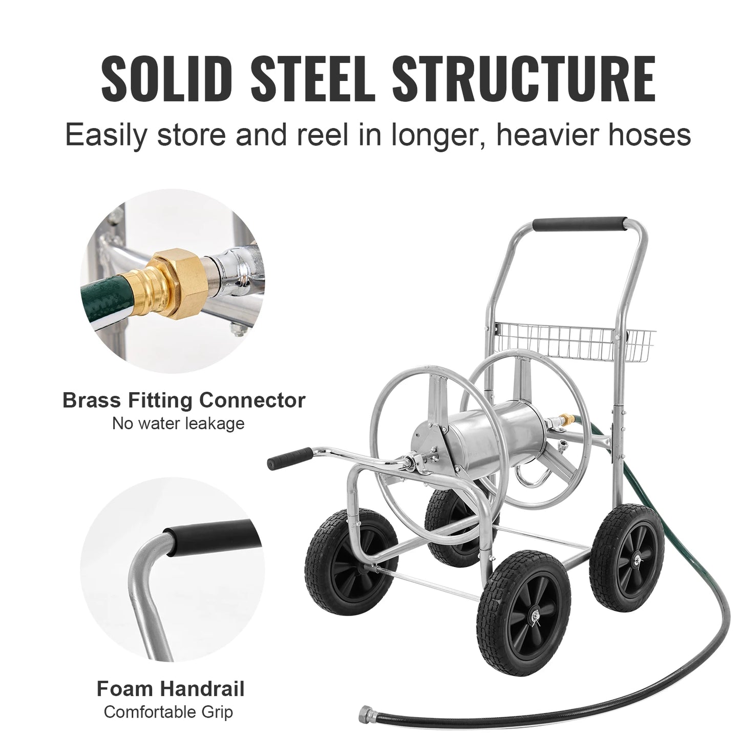 SucceBuy Hose Reel Cart Hold Up to 300 ft of 5/8’’ Hose Garden Water Hose Carts