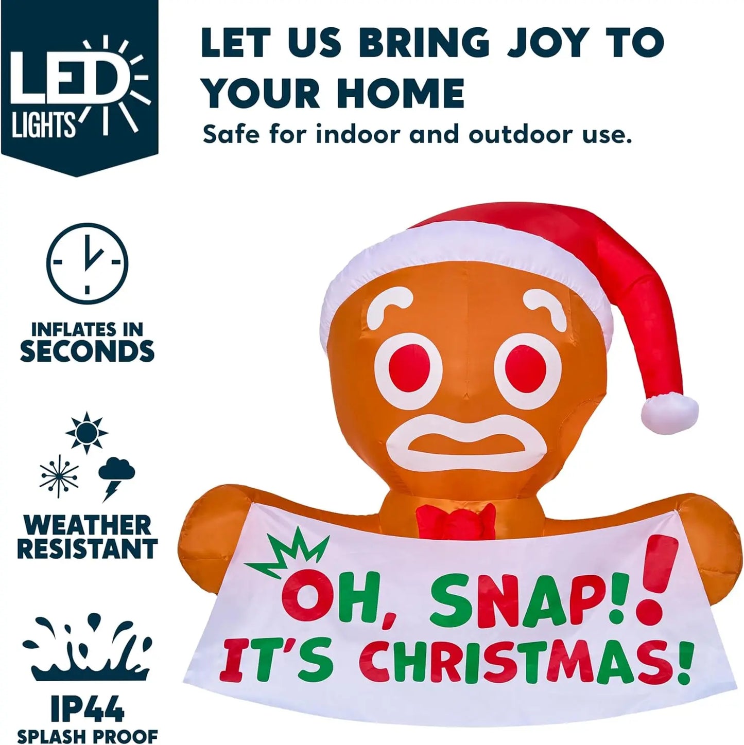 JOYFY 3.5 FT Christmas Inflatable Gingerbread Man from Window with Built in LED.