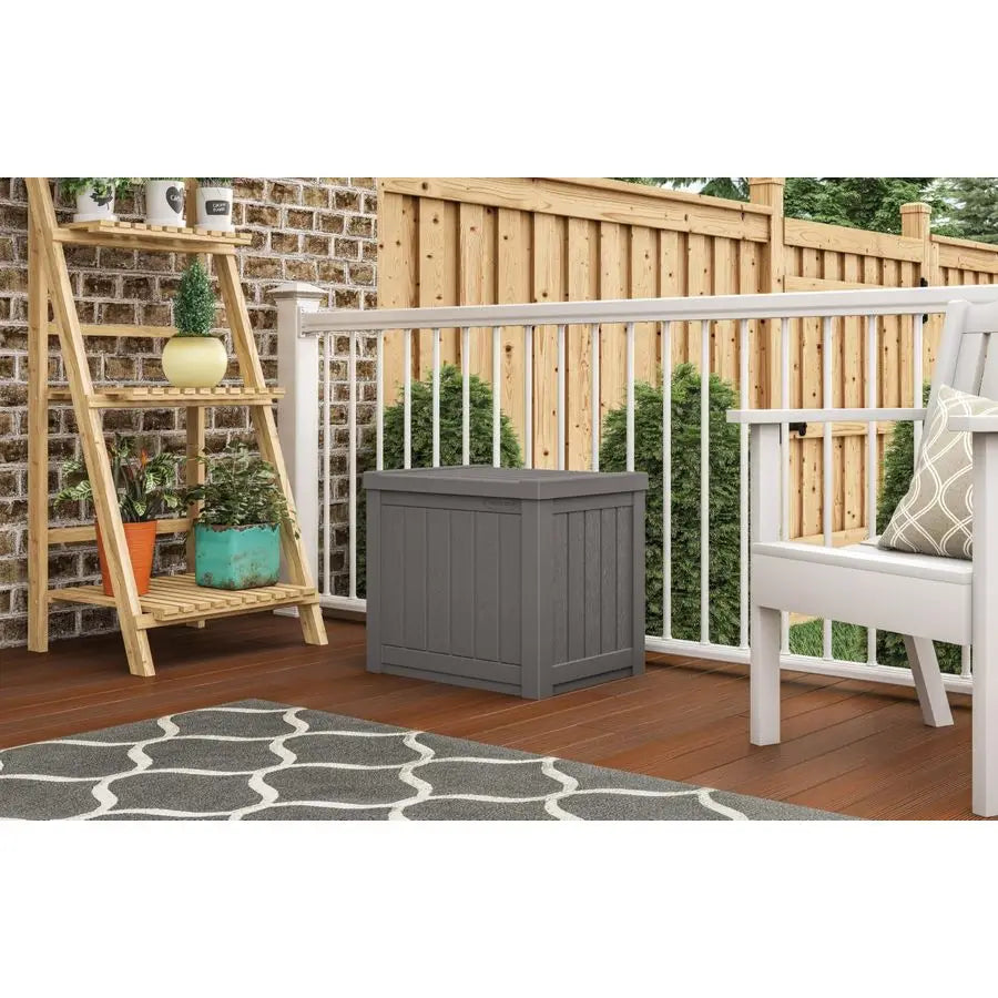 22Gallon Small Deck Box Lightweight Resin Indoor Outdoor Storage Container and Seat