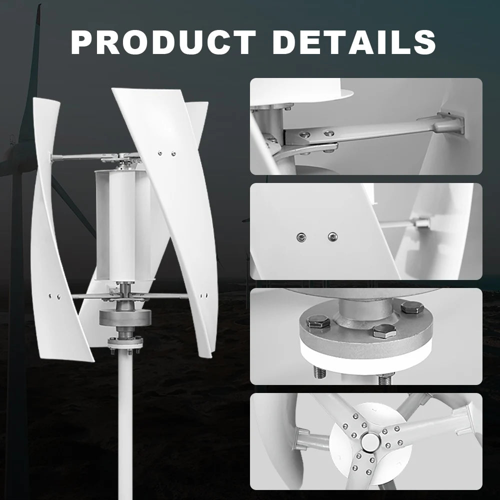 2000W Vertical Axis Wind Turbine Generator Kit 48V Windmill with 220V AC Output Complete Set Controller And Inverter