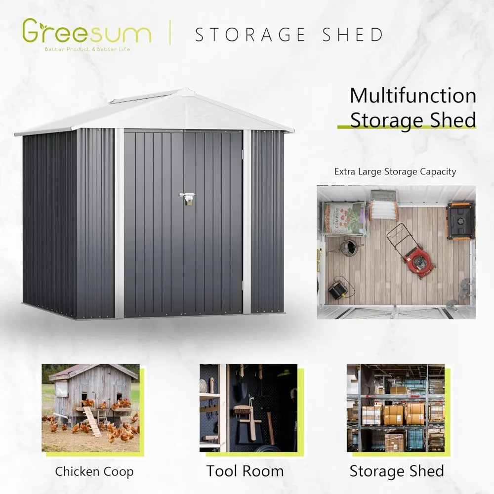 Outdoor Storage Shed 6FT x 4FT, Steel Utility Tool Shed