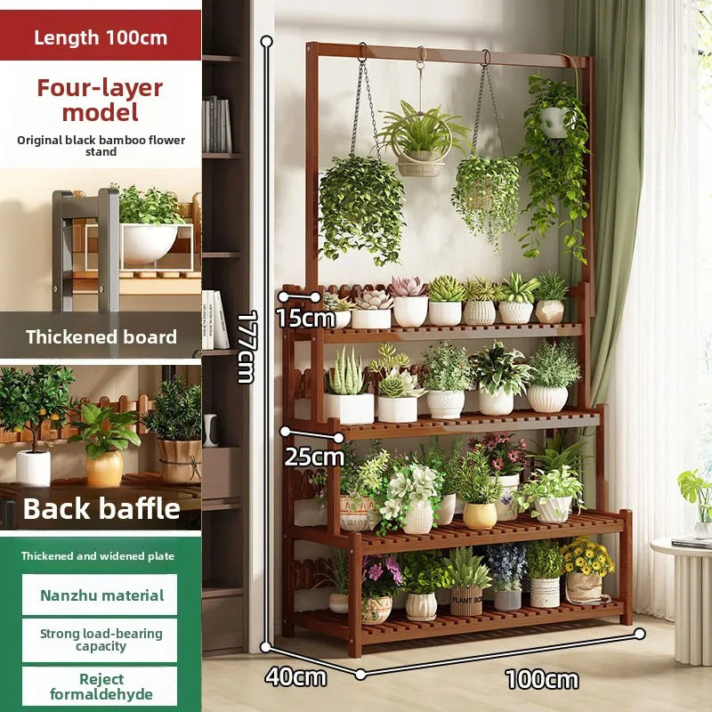 Durable Floor-to-ceiling new stepped movable multi-layer flower pot shelf