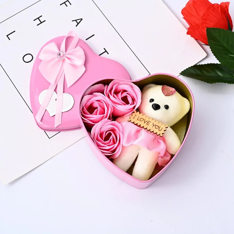Valentine's Day Bear Soap Rose Gift Box