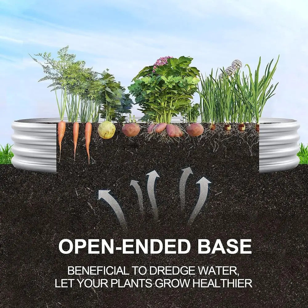 2-Pack Galvanized Oval Raised Garden Beds, 10x4x1ft Outdoor Metal Planters for Vegetables