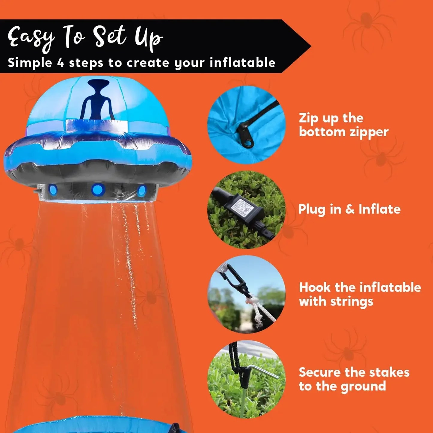 Inflatable 9 ft UFO Alien Decoration for Halloween Decoration with Built-in LED