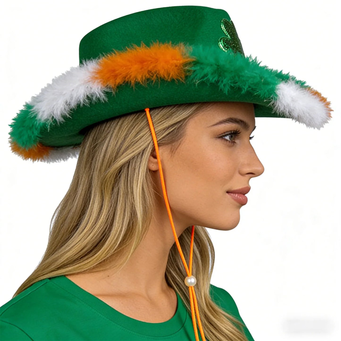 Women Men St Patrick Day Mardi Gras Cowboy Hat