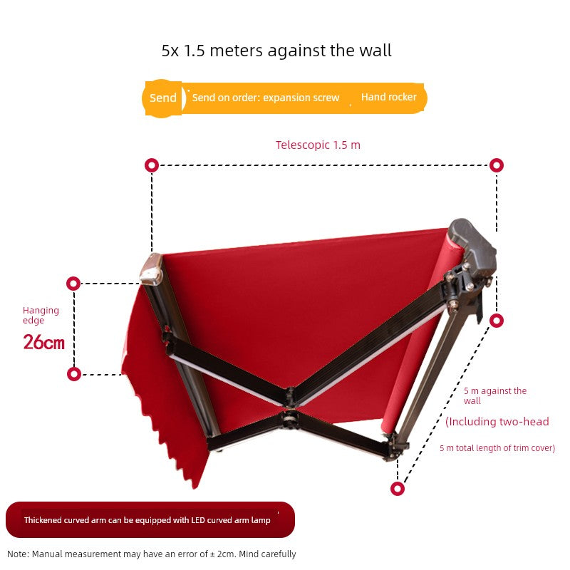 Facade Courtyard Balcony Aluminum Alloy For Home Windproof Retractable