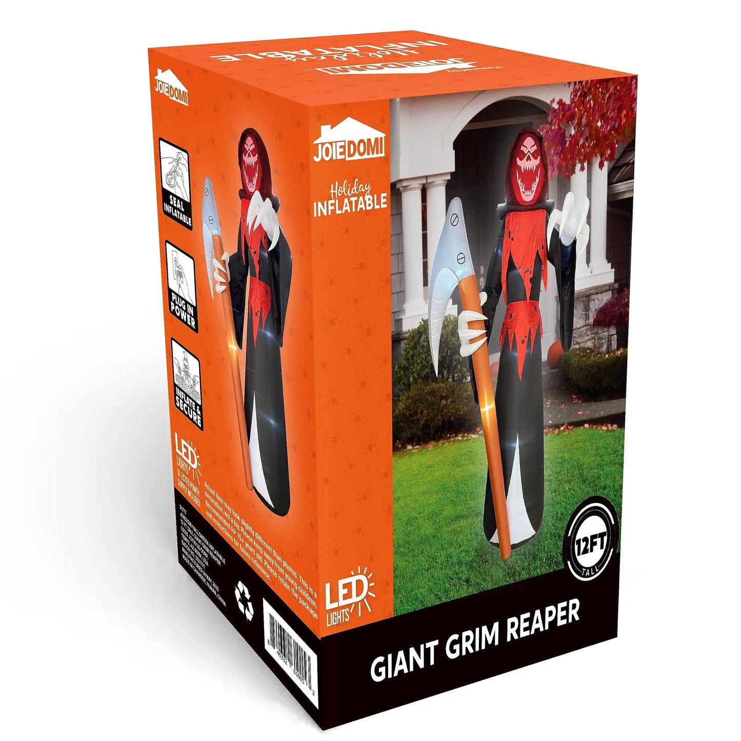 Joyfy 12 FT Halloween Giant Grim Reaper Inflatable with Built-in LEDs