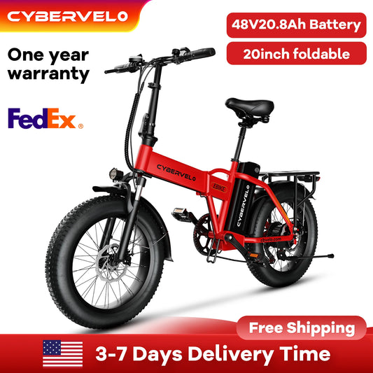 Cybervelo EK4 EK5 Foldable 28+MPH 80Miles Removable Battery Fat Tire Off-road E-bike