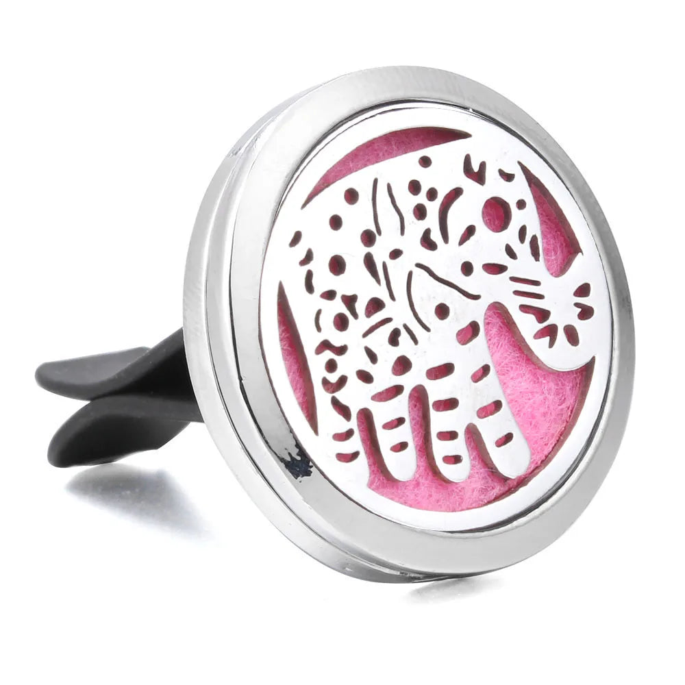 Essential Oil Diffuser Stainless Steel Magnetic Car Air Freshener Vent Clip + 1pcs Pad