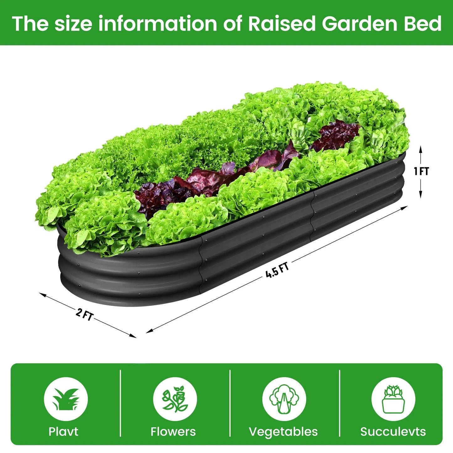 2-Pack Oval Galvanized Steel Raised Garden Bed