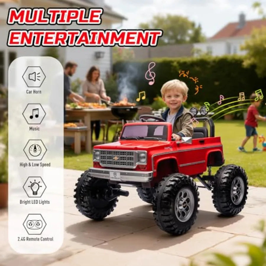 24V Ride on Car for Outdoor Use Steel Frame Red Dual 200W Motors with Remote Control and Music