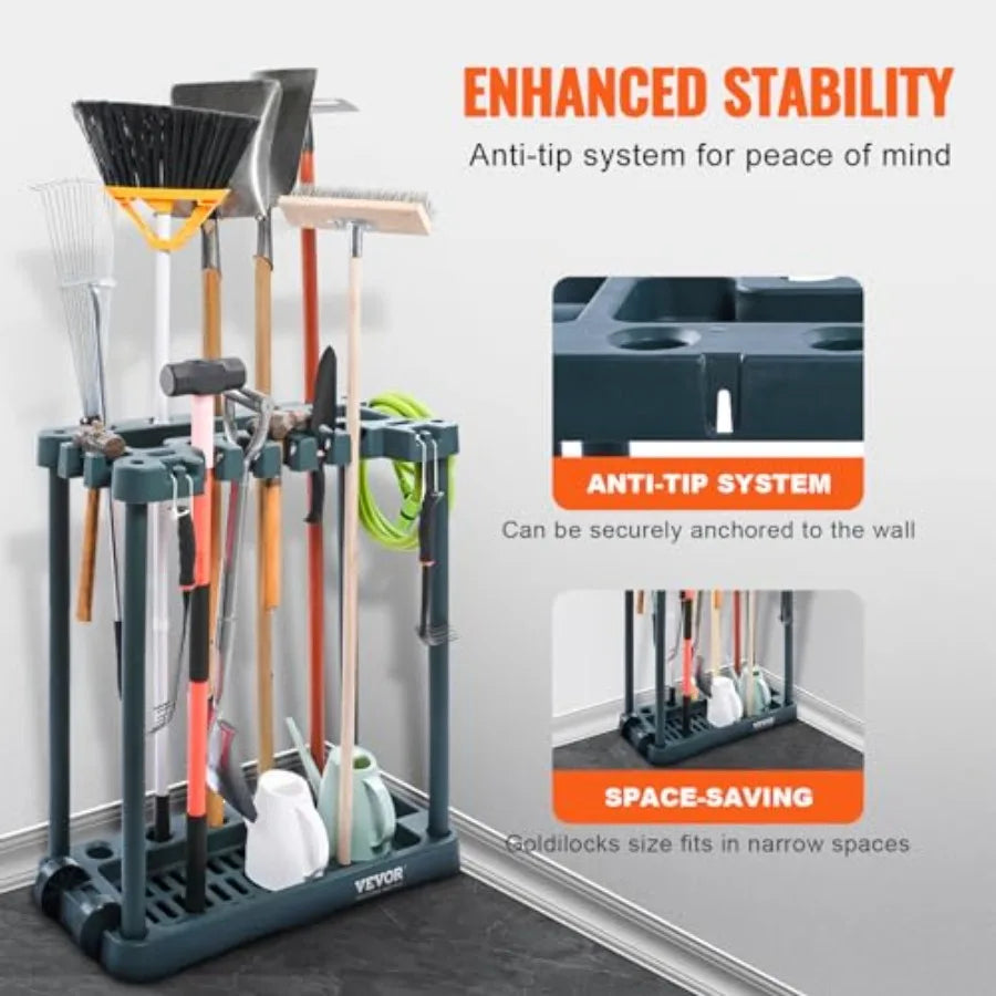Garden Tool Organizer, 10 Slots, Yard Tool Tower Rack for Garage Organization and Storage