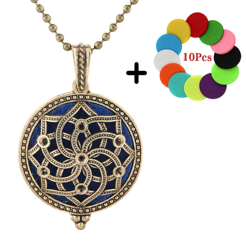 Popular Design Fashion Aromatherapy Locket Necklace Perfume Essential Oil Diffuser