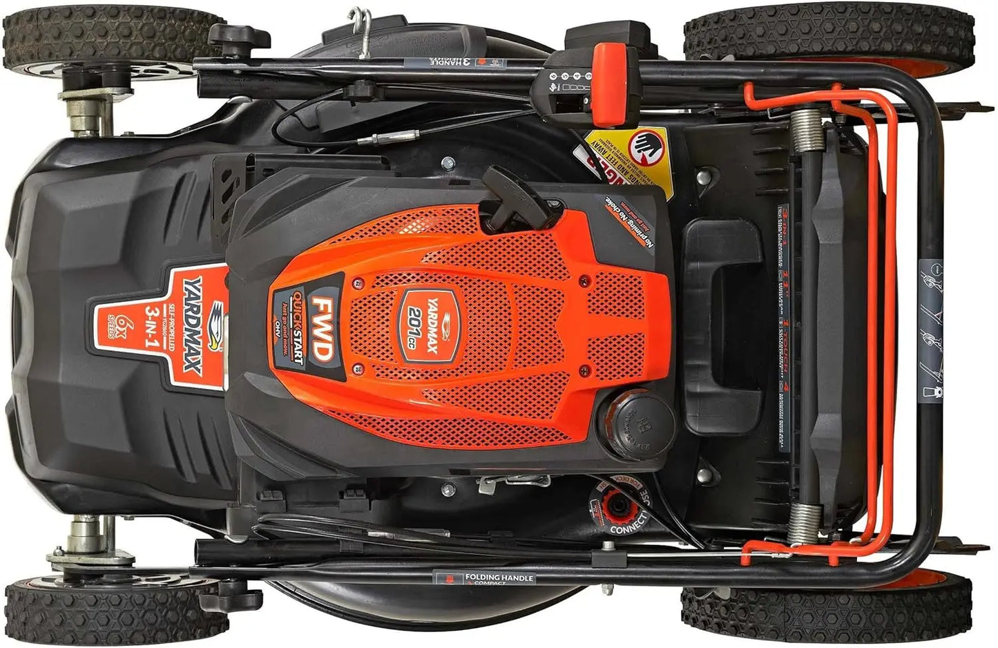 22 in. 201cc Select PACE 6 Speed CVT High Wheel FWD 3-in-1 Gas Walk Behind Self Propelled Lawn Mower, Black (YG2860)