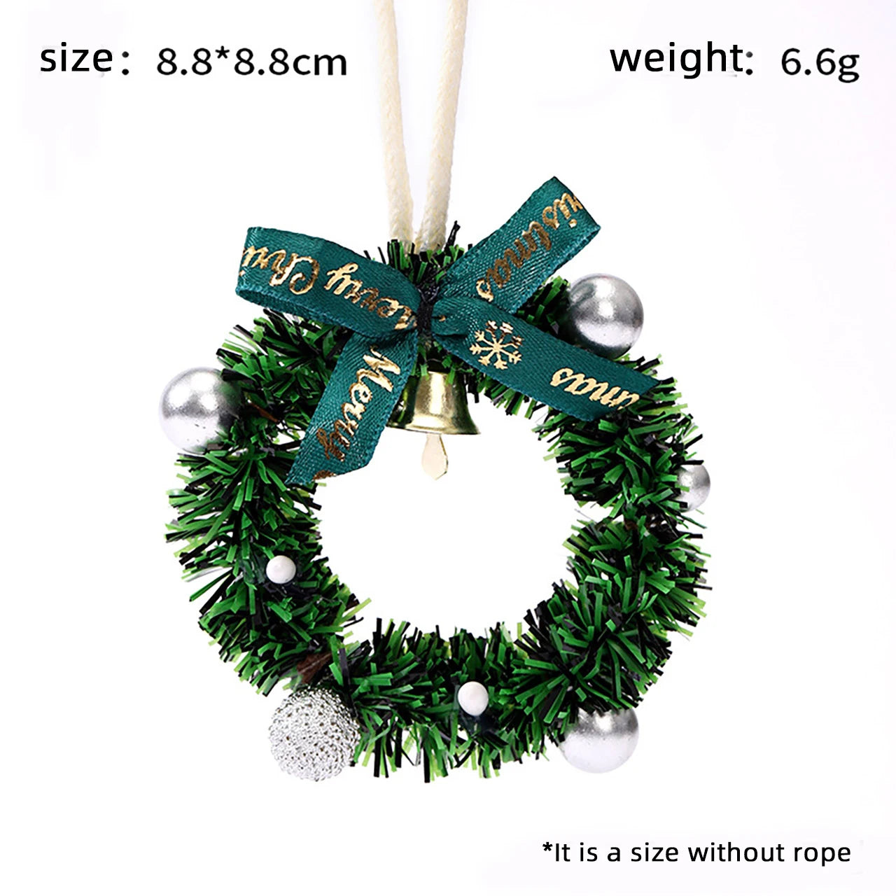 Merry Chrismas Wreath Pendant with Bell