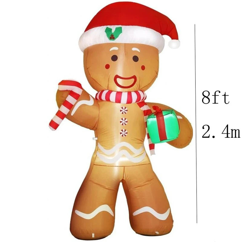 12 Foot Giant Christmas Inflatable Gingerbread Man with Candy Cane LED Lights Yard Home Party Decor
