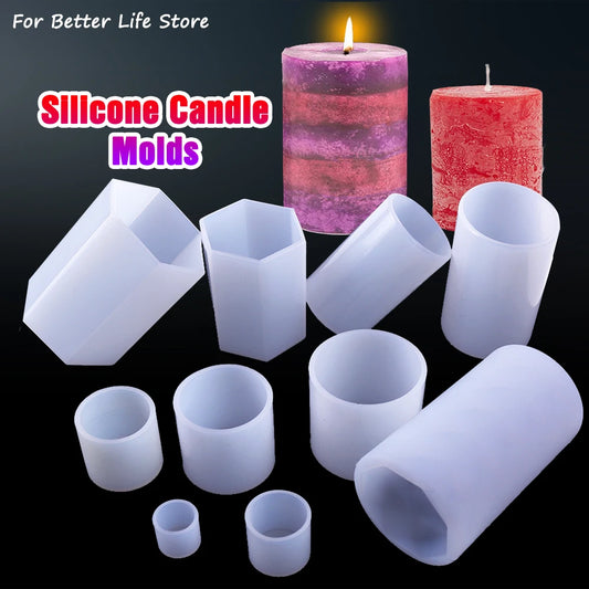 1PC 10 Style Cylindrical Hexagon Silicone Mold DIY Epoxy Resin Casting Mould