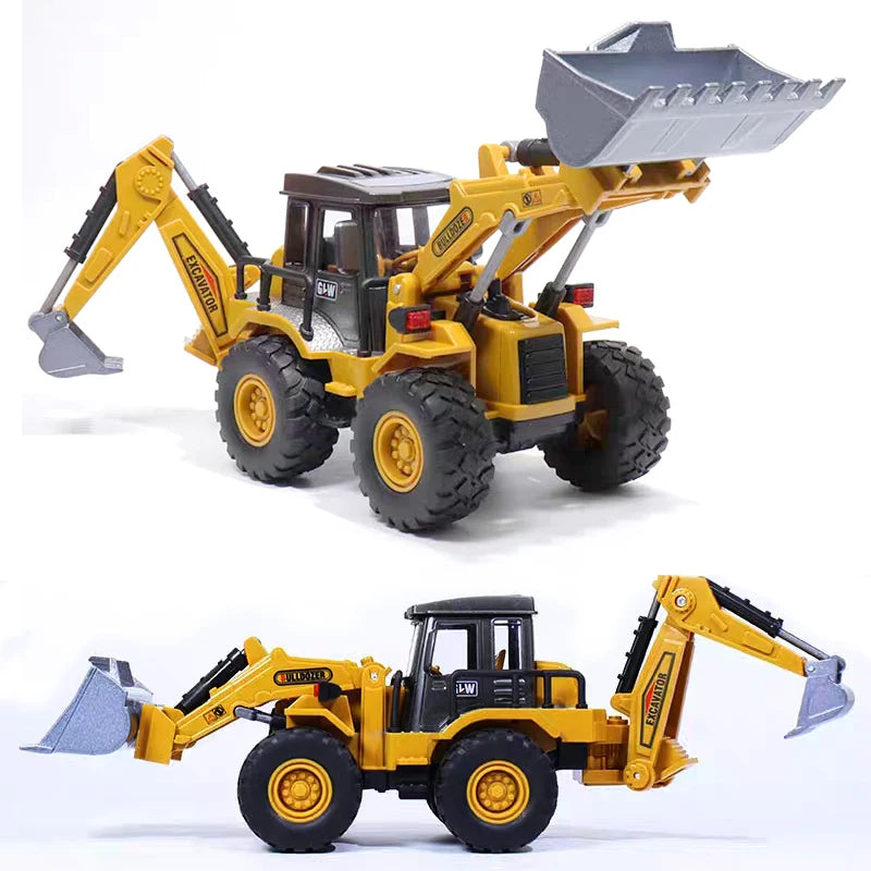 Engineering Diecast Toys for Boys Alloy+Plastic Tractor Excavator Backhoe Crane Bulldozer Kids Truck Children Vehicle Model Gift