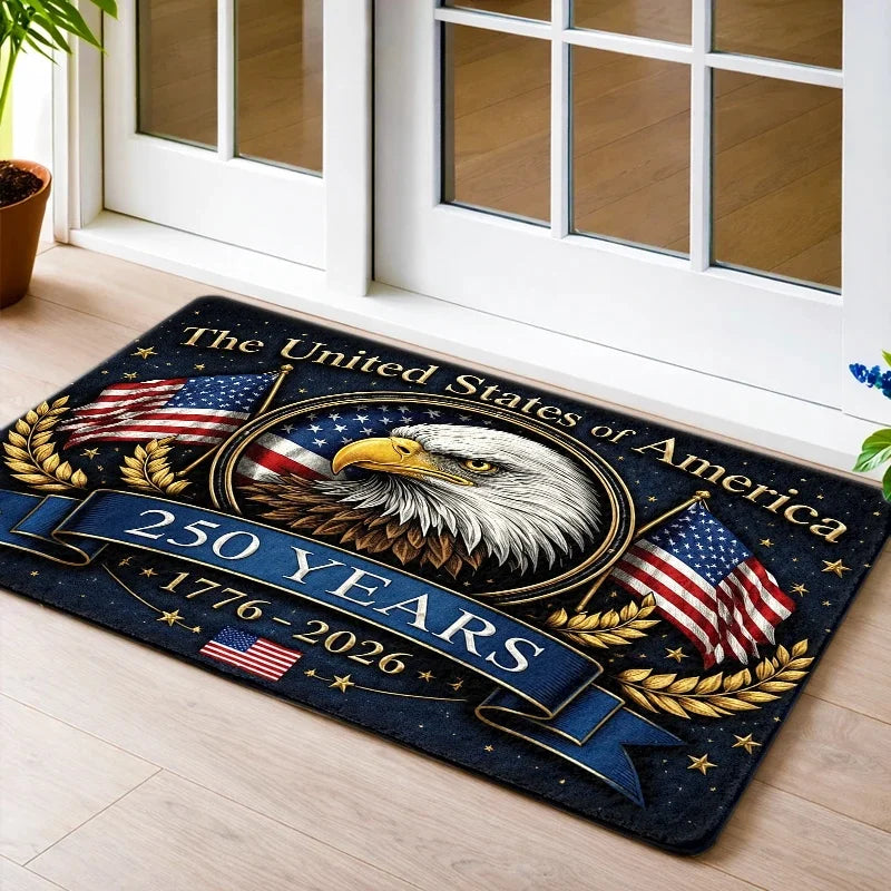 USA 250th Anniversary Doormat American Eagle Flag Non Slip Entrance Rug