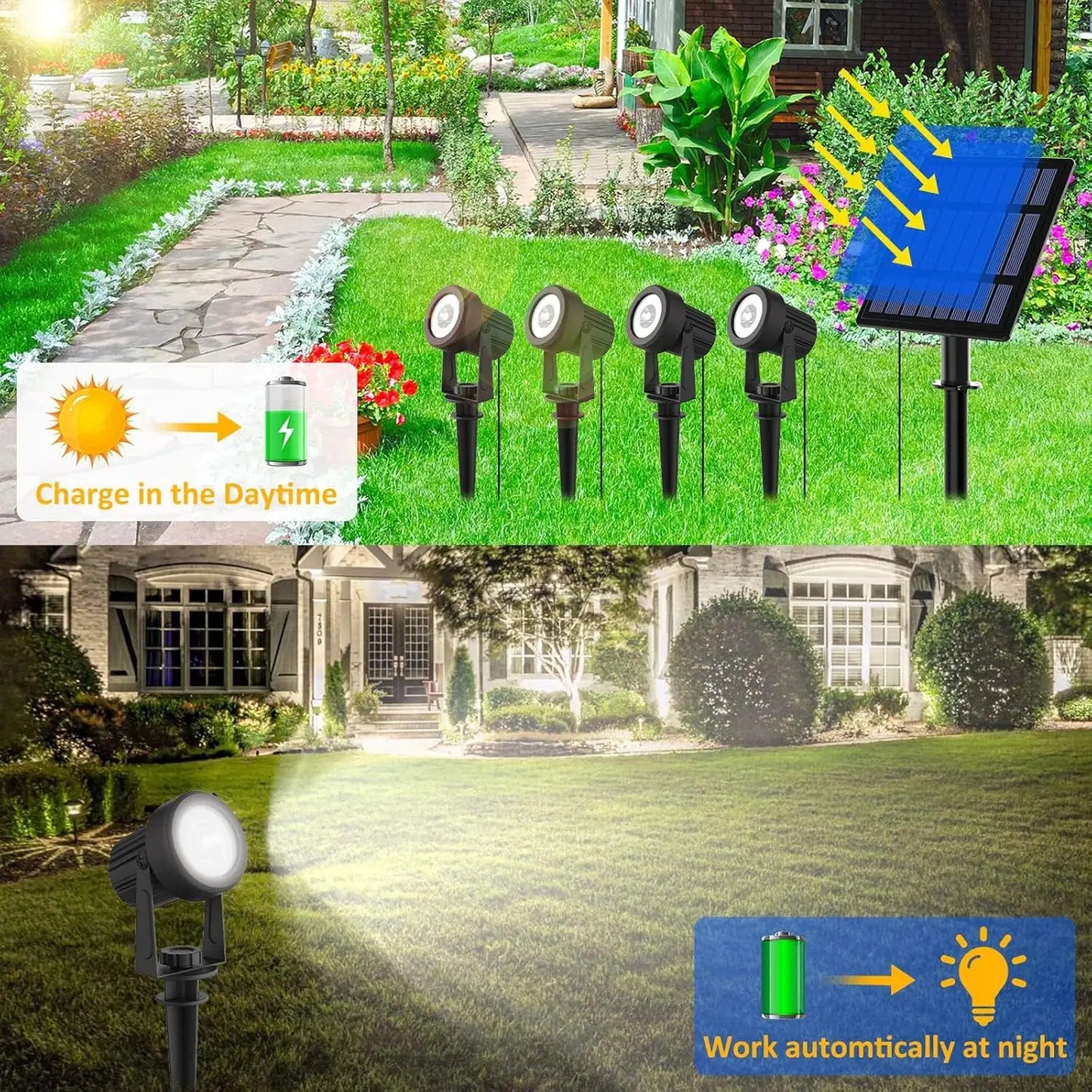 1/2/4/6 LEDS Solar Spotlight Outdoor Garden Wall Lamp