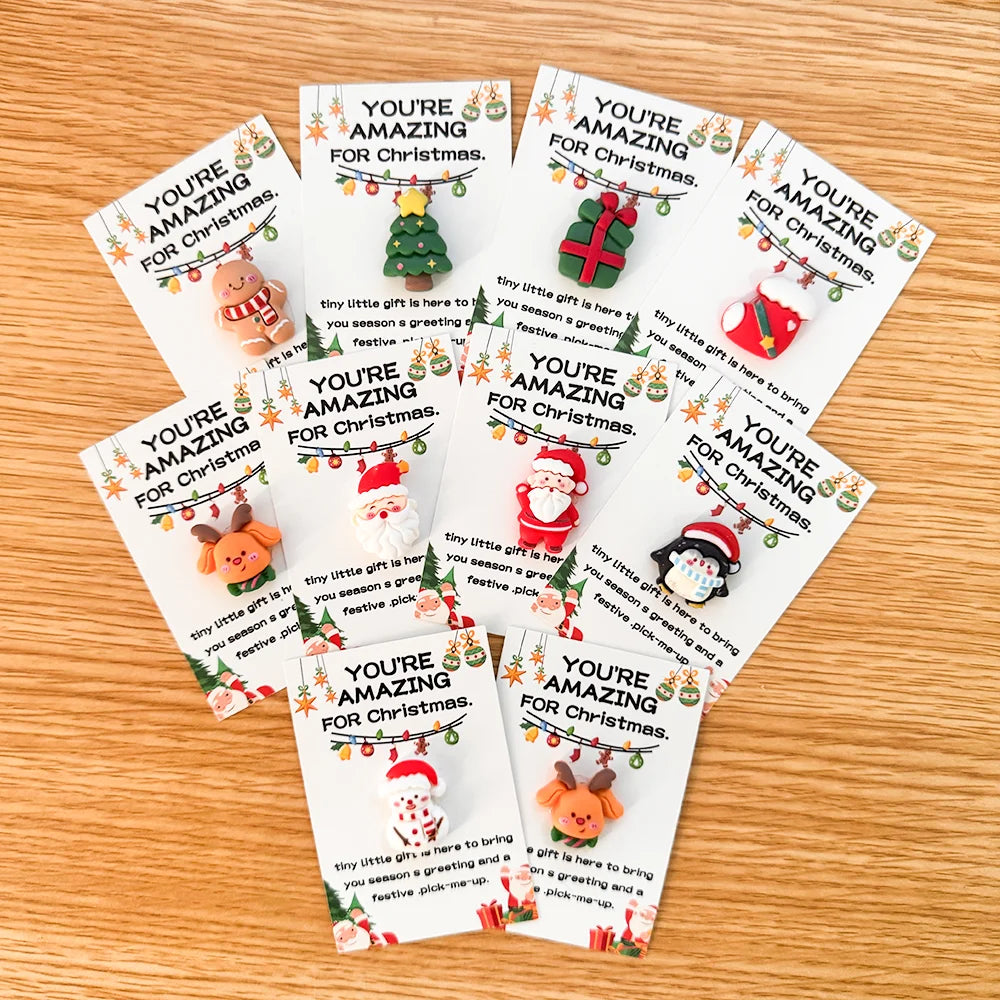 40pcs Christmas Mini Hug Cards with Resin Ornaments