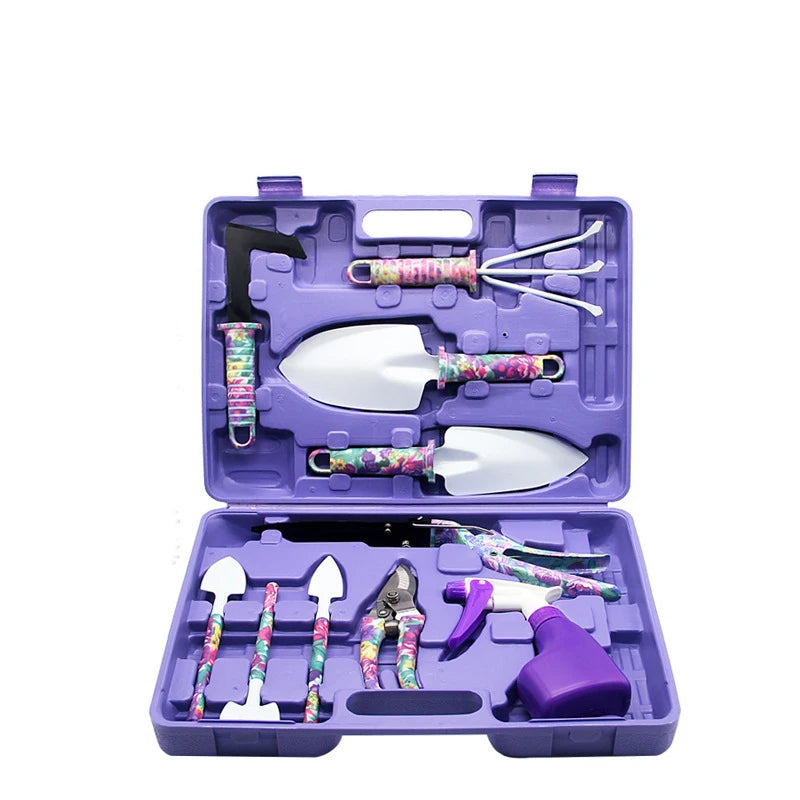 5/10 Pcs Gardening Tools Set with Carrying Case and Floral Print Ergonomic Handle
