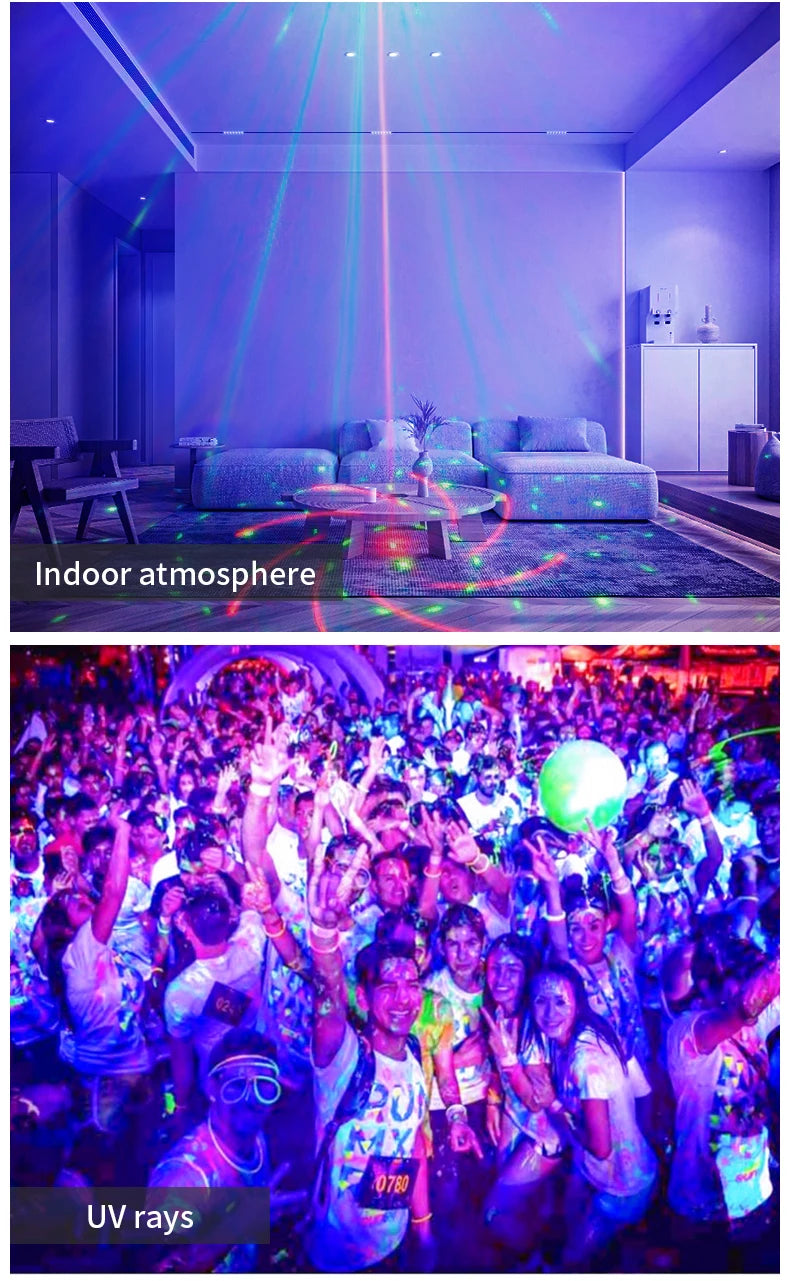 DJ Lamp - Disco Party Lamp - USB 8-Pin Multi-Pattern Remote Control Sound-Controlled Strobe Lamp