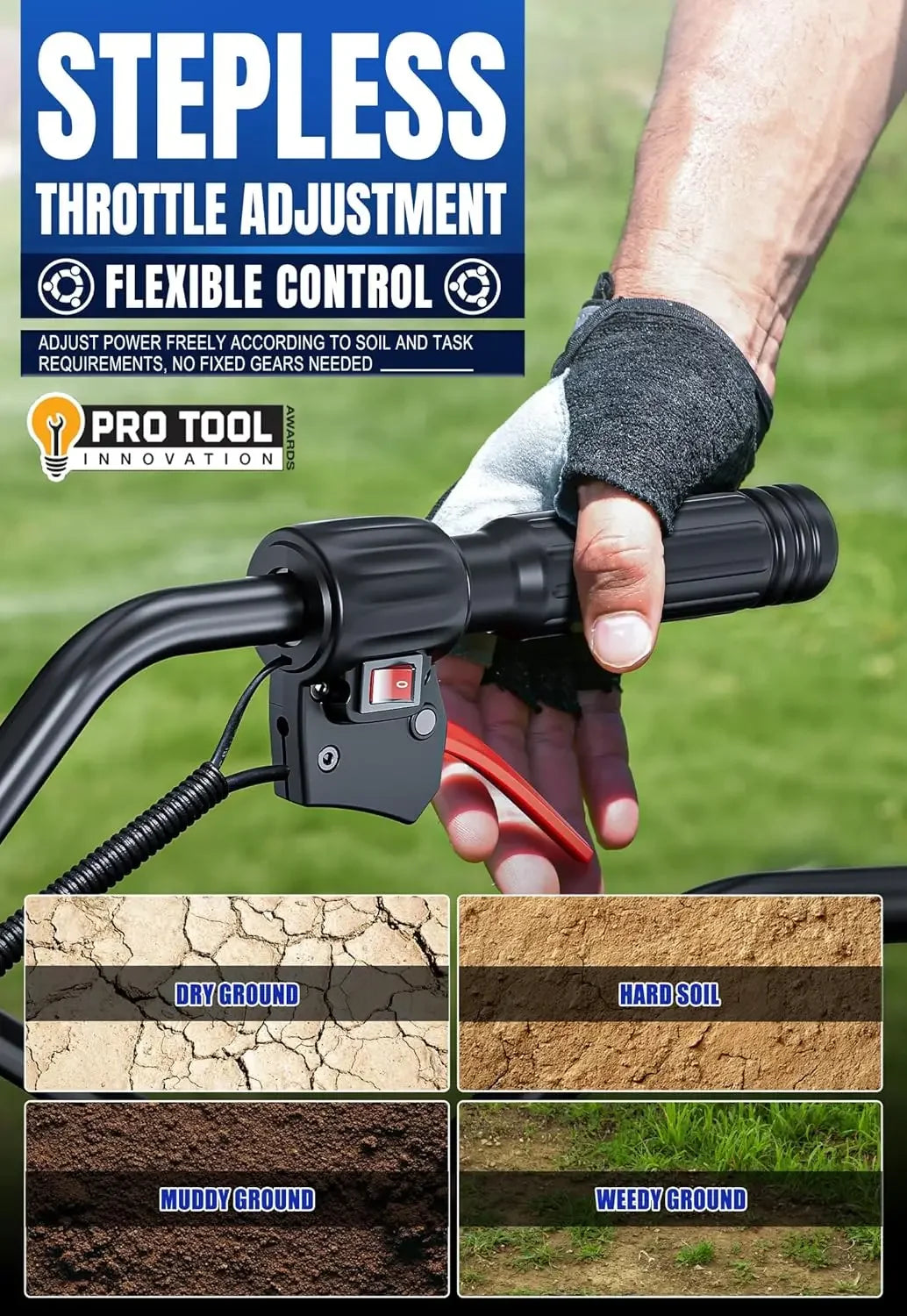 Garden Tiller Cultivator Tool Lawn Field Soil Tilling