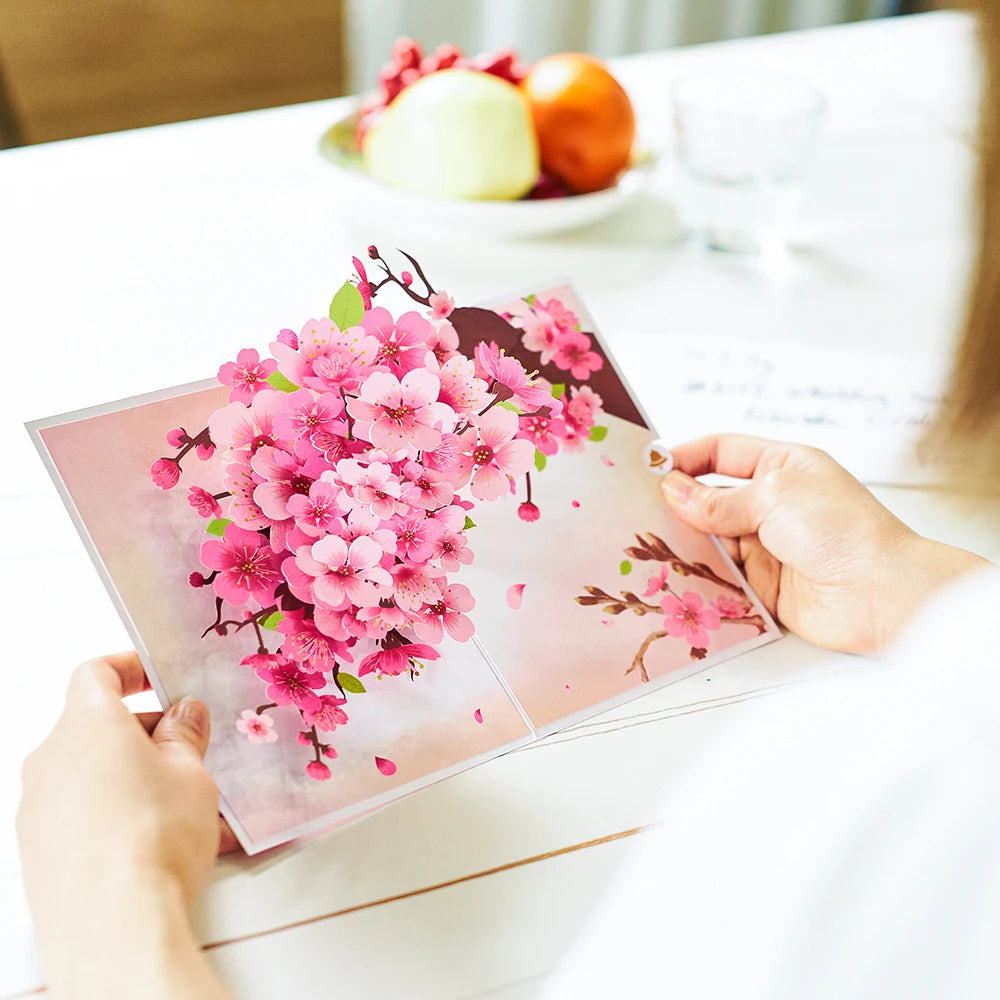 Valentine's Day Pink Cherry Blossom Pop Up Card