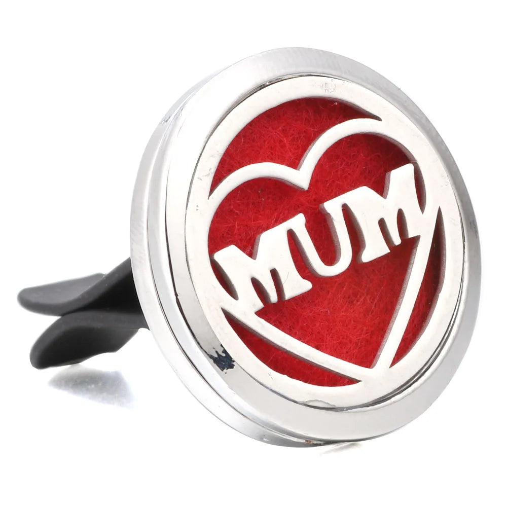 Essential Oil Diffuser Stainless Steel Magnetic Car Air Freshener Vent Clip + 1pcs Pad