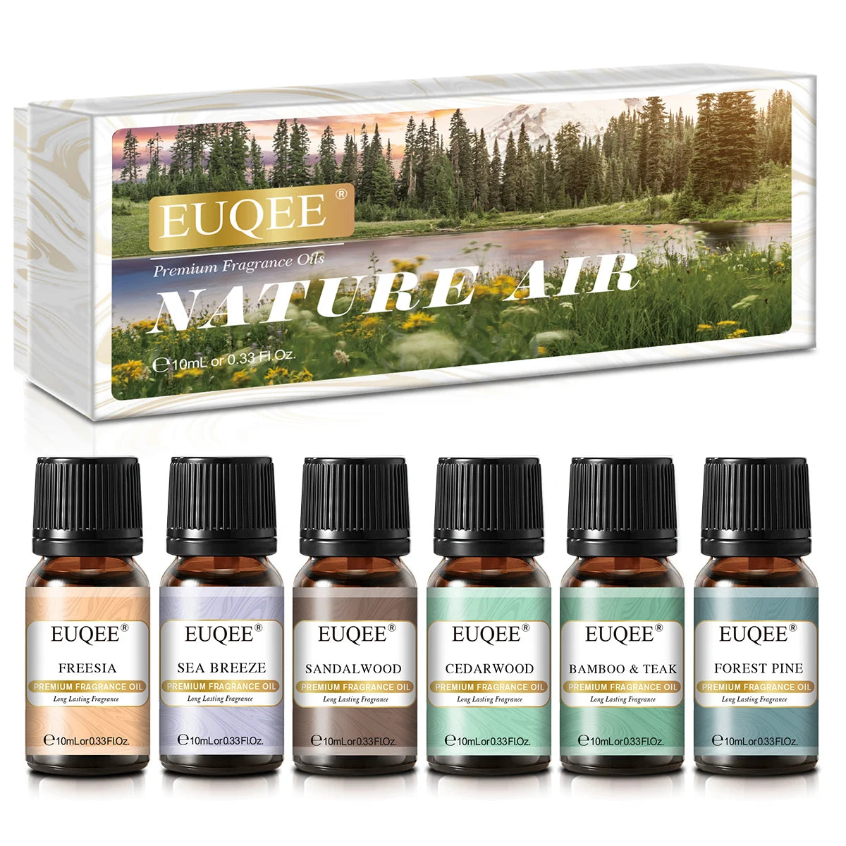 EUQEE 6pcs Aromatherapy Fragrance Oil Set-10ml Aroma Reed Diffuser Oils For Candle Making, Humidifier, DIY Perfume, Oil Burner