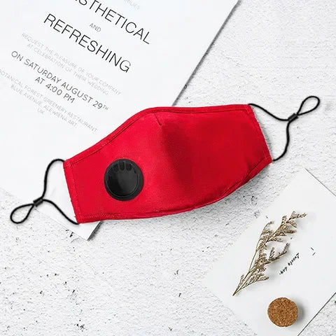 Cotton Face Mask with Breathing Valve Filter Reusable Washable
