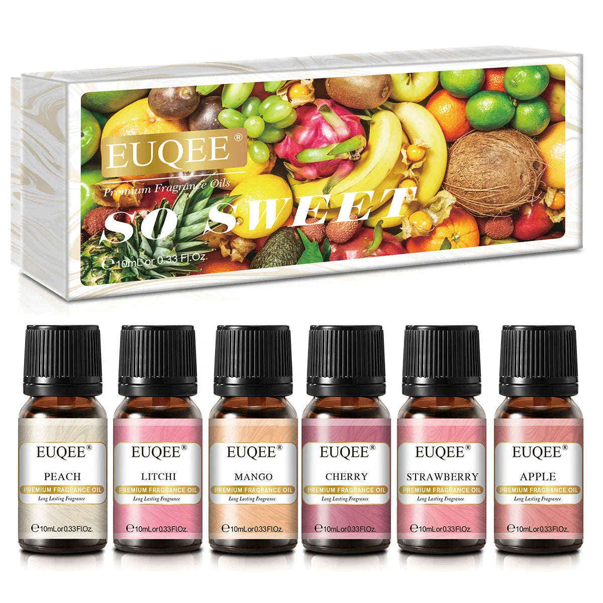 EUQEE 6pcs Aromatherapy Fragrance Oil Set-10ml Aroma Reed Diffuser Oils For Candle Making, Humidifier, DIY Perfume, Oil Burner
