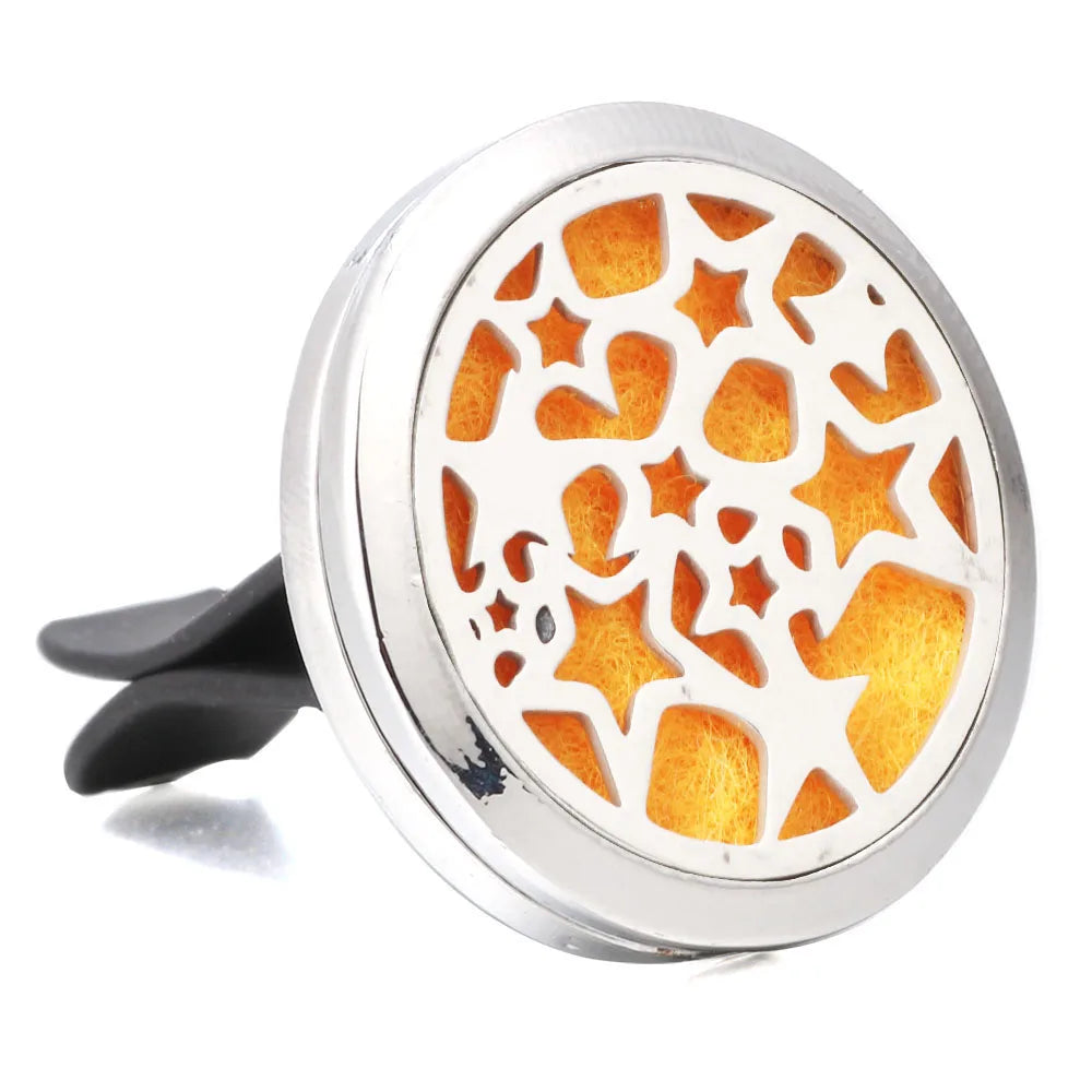 Essential Oil Diffuser Stainless Steel Magnetic Car Air Freshener Vent Clip + 1pcs Pad