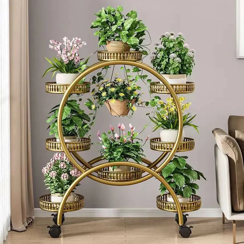 Metal Mobile Plant Rack with Locking Wheels