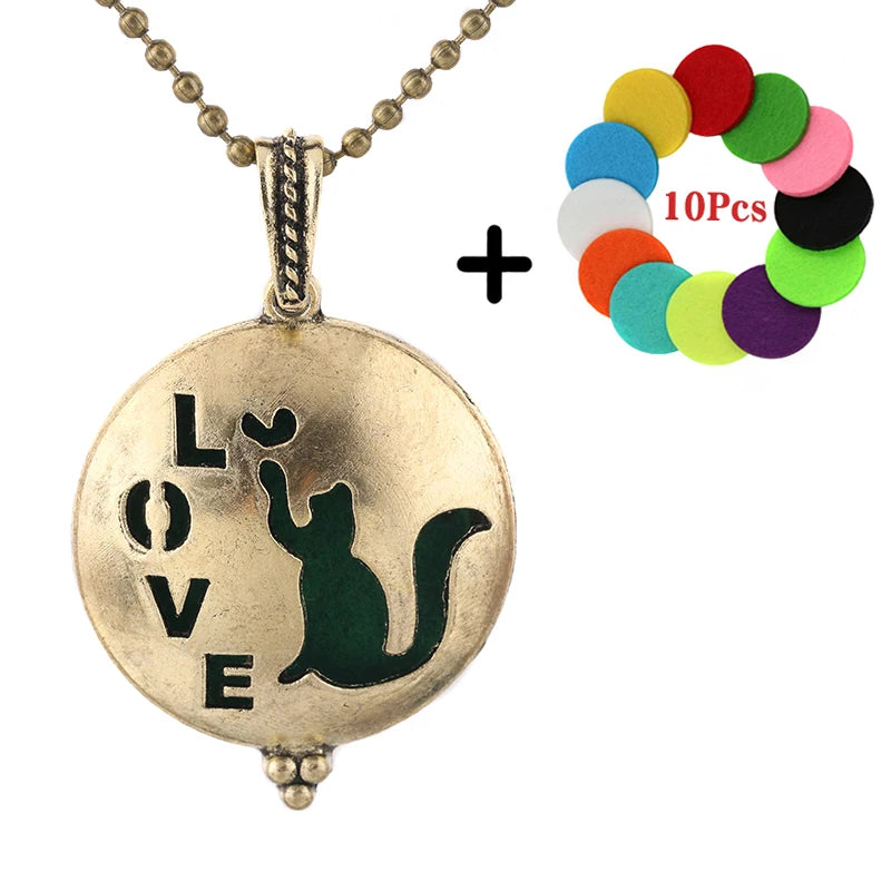 Popular Design Fashion Aromatherapy Locket Necklace Perfume Essential Oil Diffuser