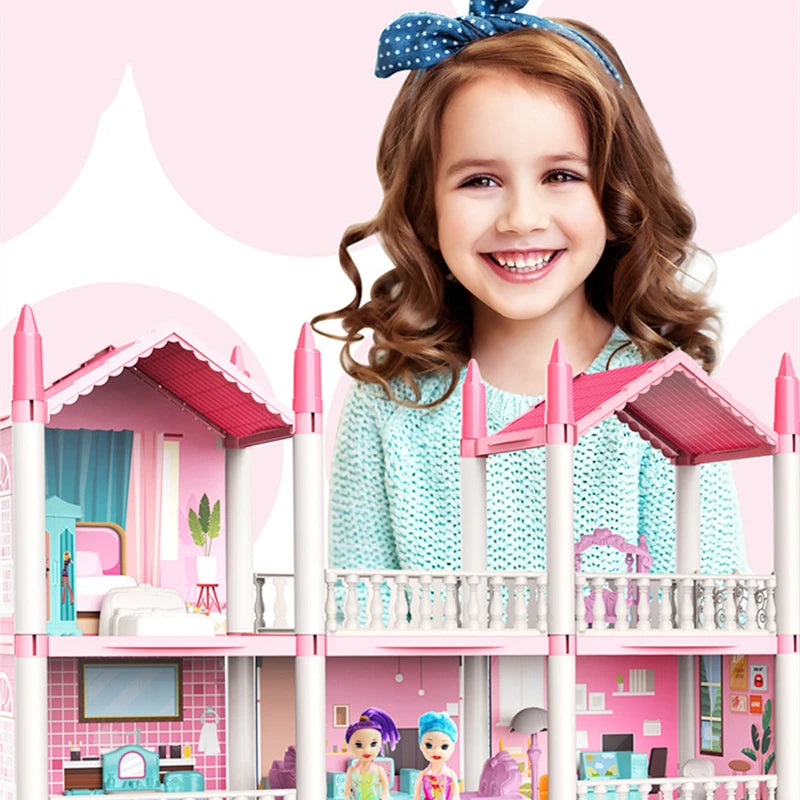 3D DIY Dream Princess Castle Villa Assembly Toy Doll House Set